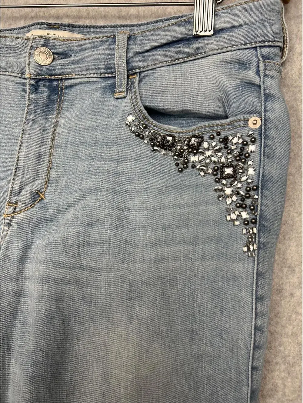 Abercrombie & Fitch Rhinestone Bling EmbellishDistress Jeans Women Size 10R Y2K